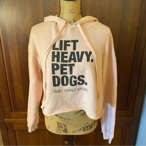 Tango Charlie Apparel Women’s Hoodie Lift Heavy Pet Dogs Pink Black Cropped Med